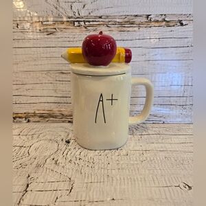 Rae Dunn Teacher "A+" Mug with Topper